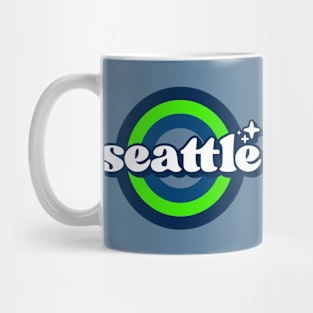 Vintage Seattle Sunset Seal // Retro City Emblem for Seattle, Washington Mug